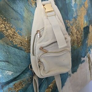 Elegant Cream Corduroy Women's Backpack